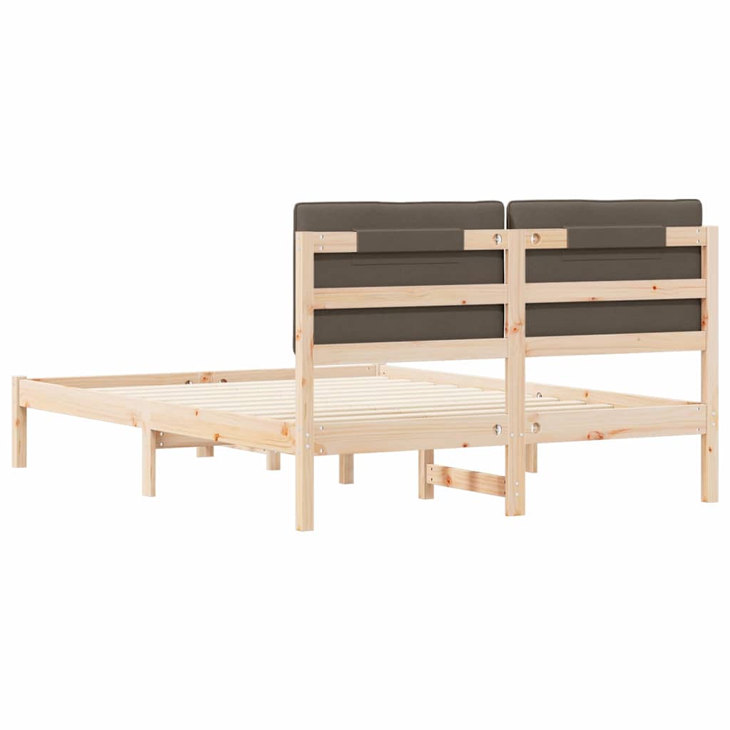 Bettgestell mit gepolstertem Kopfteil Taupe 140 x 200 cm