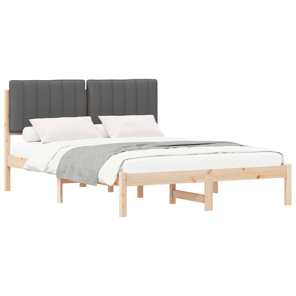 Bettgestell mit gepolstertem Kopfteil Dunkelgrau 140 x 190 cm