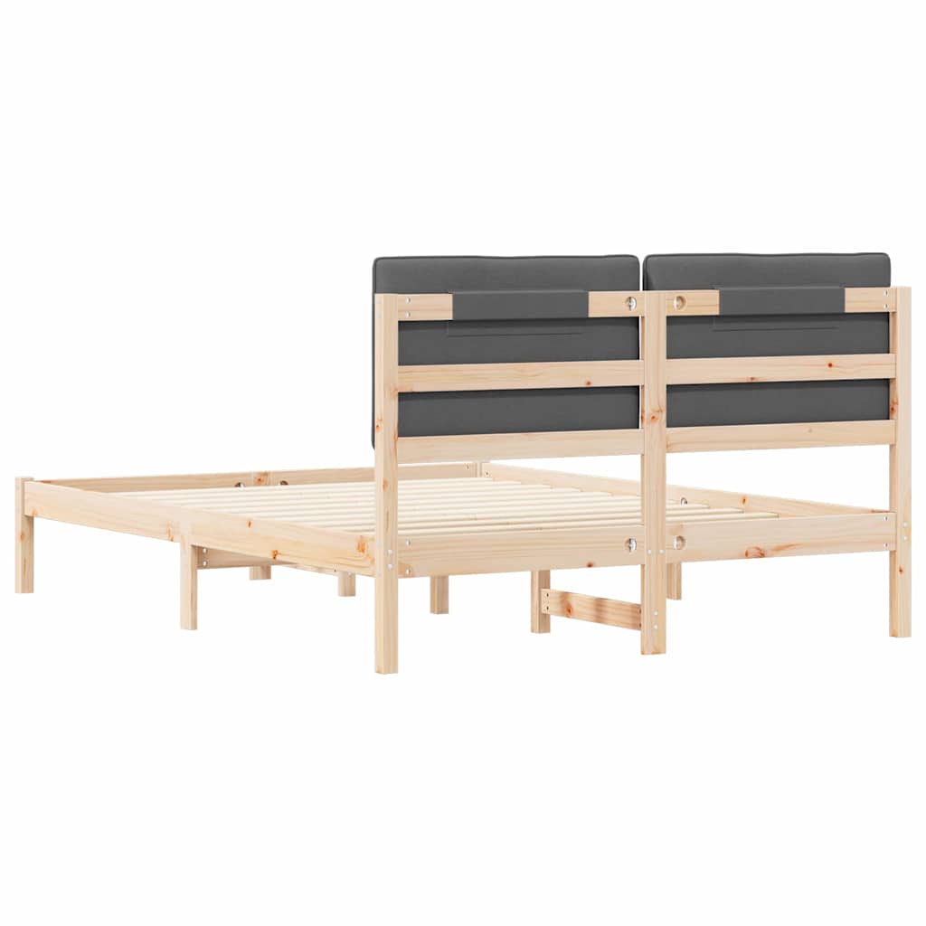 Bettgestell mit gepolstertem Kopfteil Dunkelgrau 140 x 190 cm