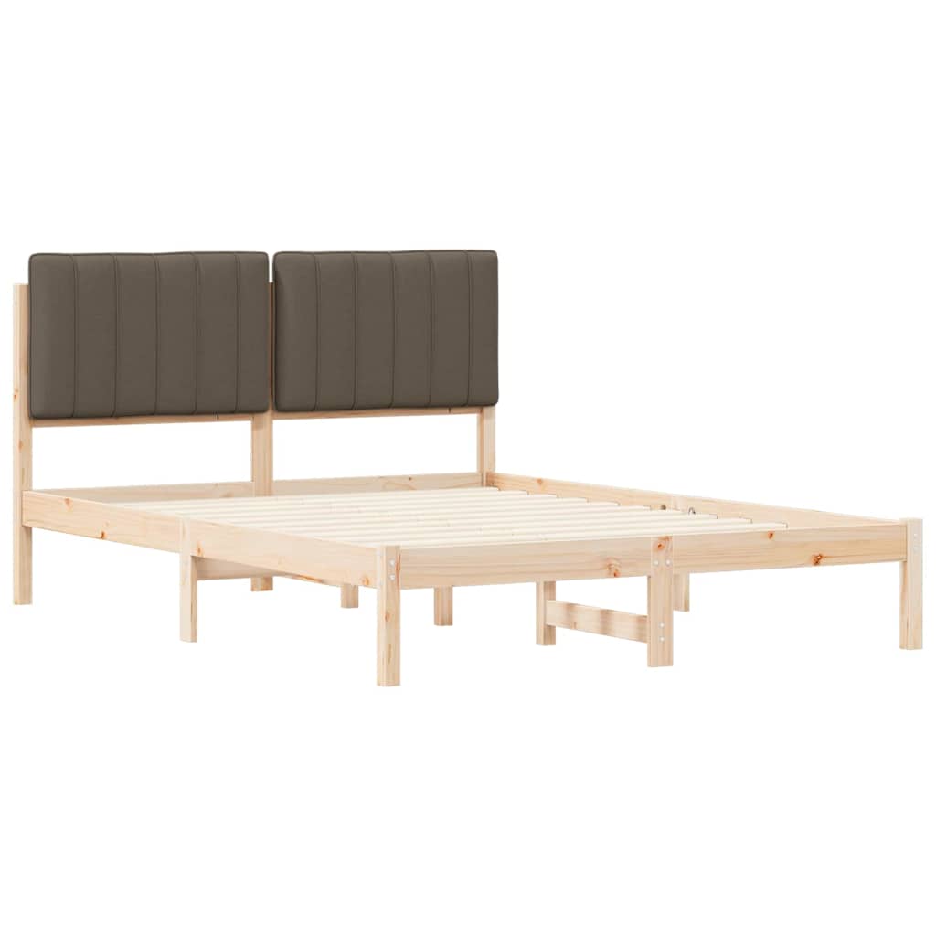 Bettgestell mit gepolstertem Kopfteil Taupe 135 x 190 cm