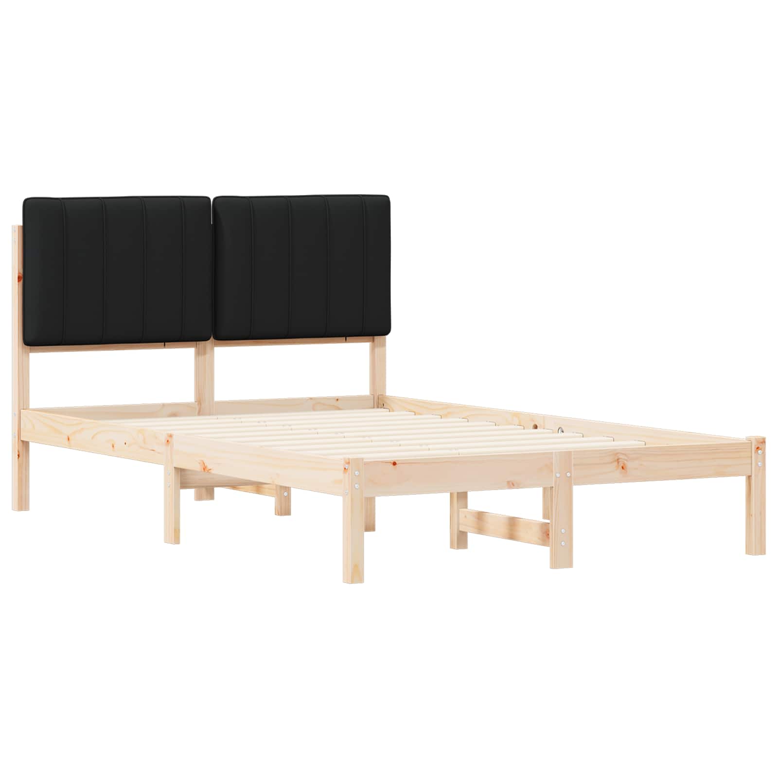 Bettgestell mit gepolstertem Kopfteil Schwarz 120 x 190 cm