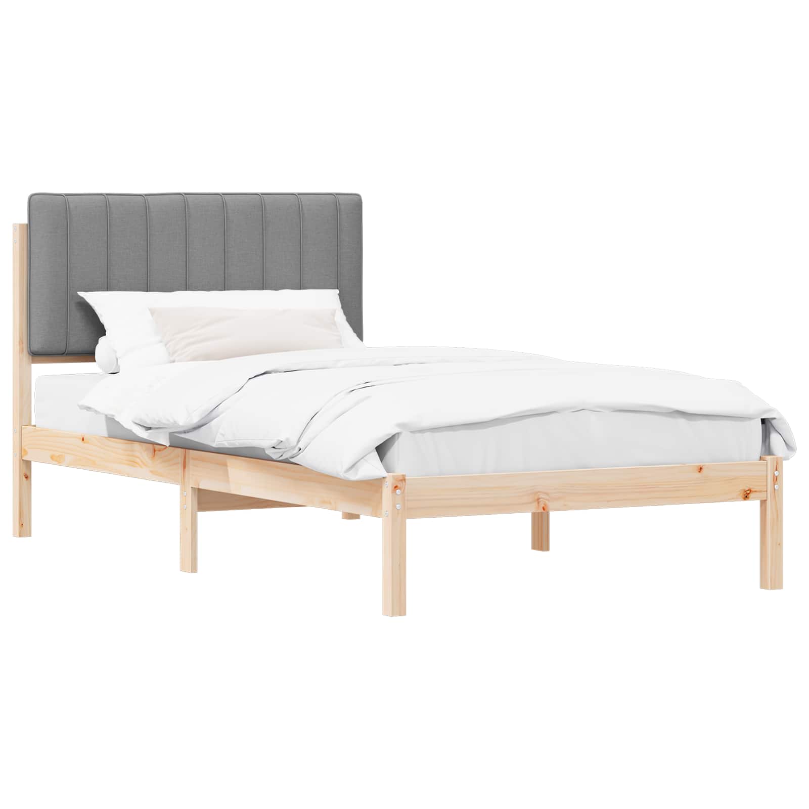 Bettgestell mit gepolstertem Kopfteil Hellgrau 100 x 200 cm