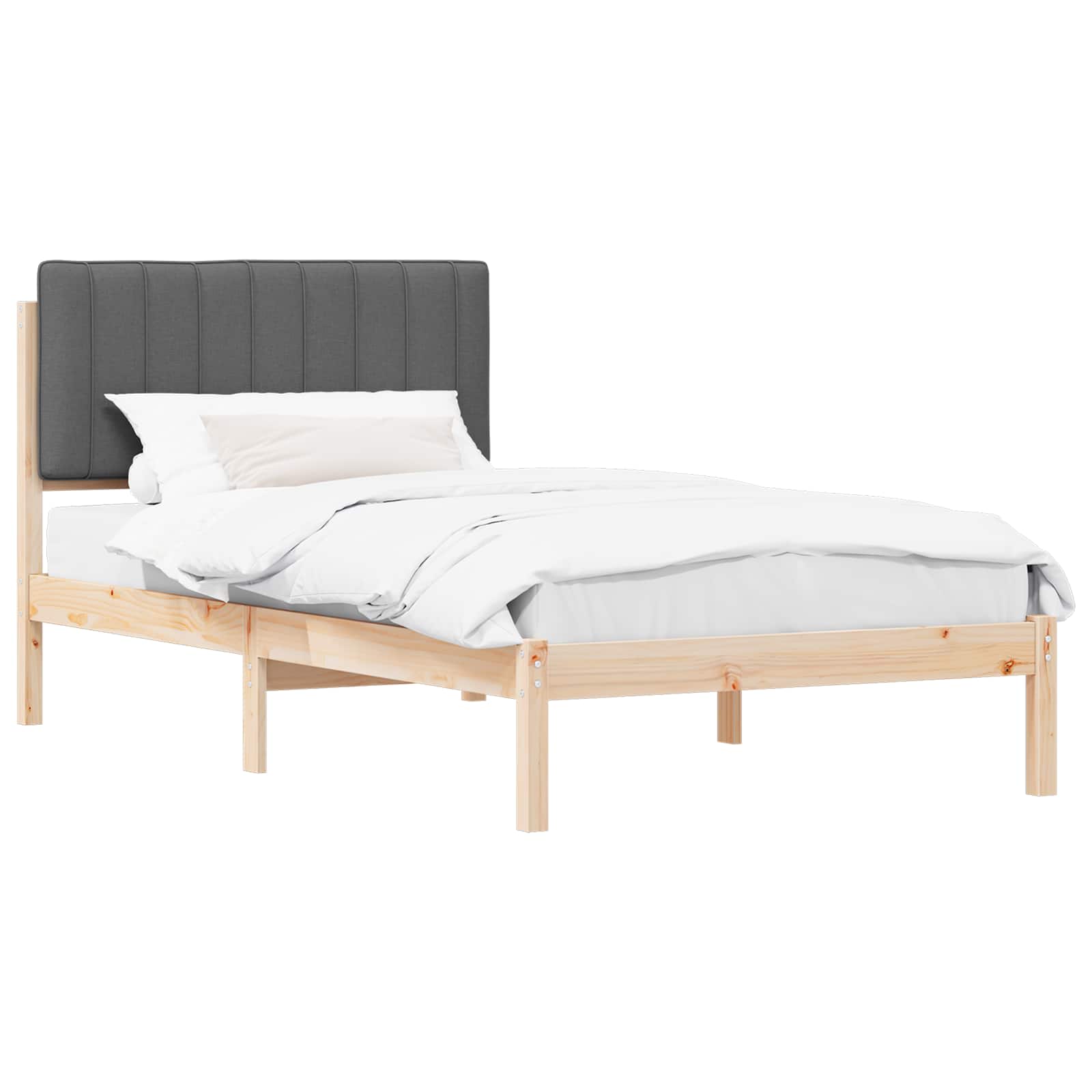 Bettgestell mit gepolstertem Kopfteil Dunkelgrau 100 x 200 cm
