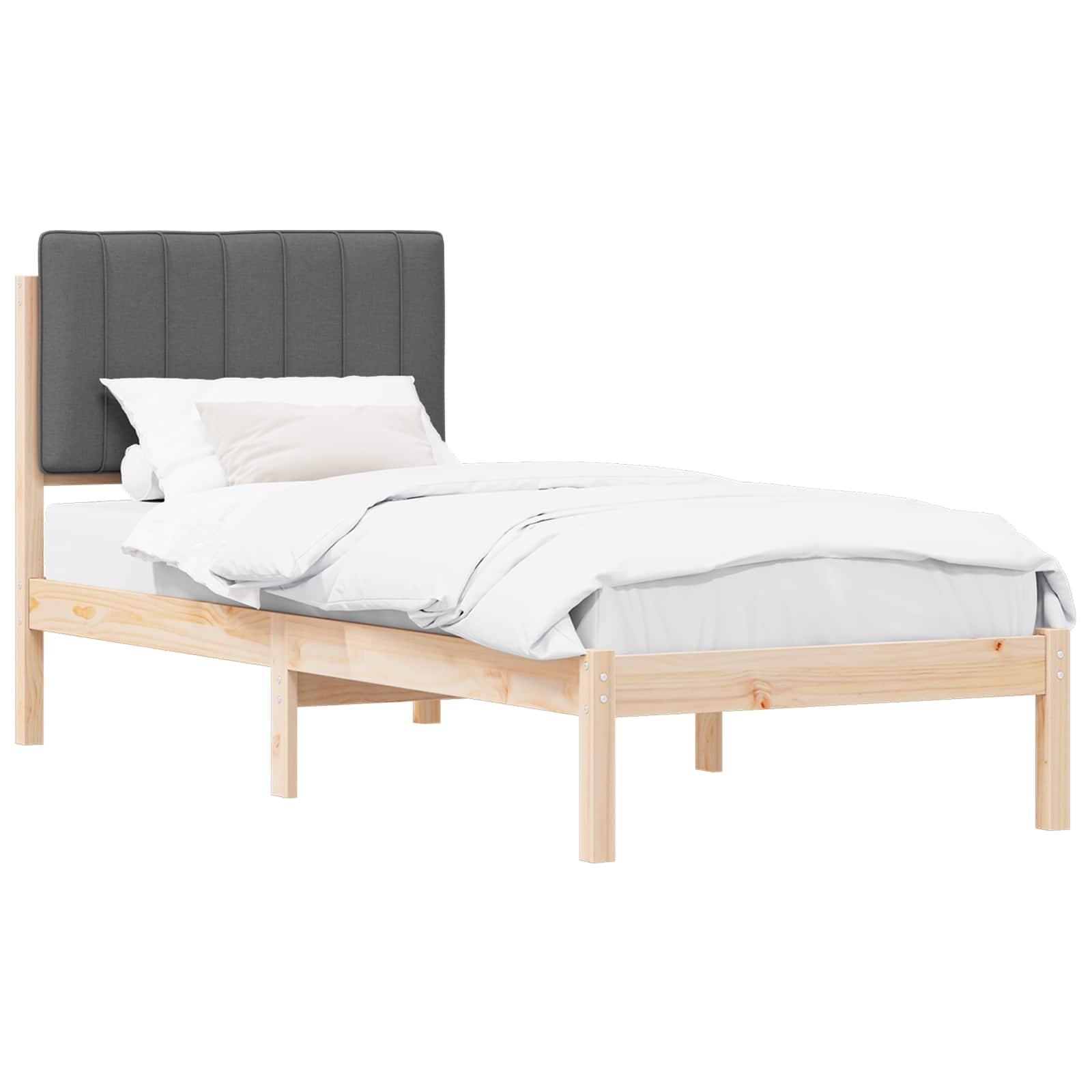 Bettgestell mit gepolstertem Kopfteil Dunkelgrau 80 x 200 cm