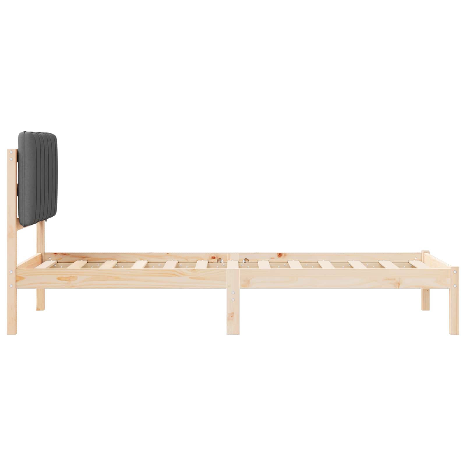 Bettgestell mit gepolstertem Kopfteil Dunkelgrau 80 x 200 cm