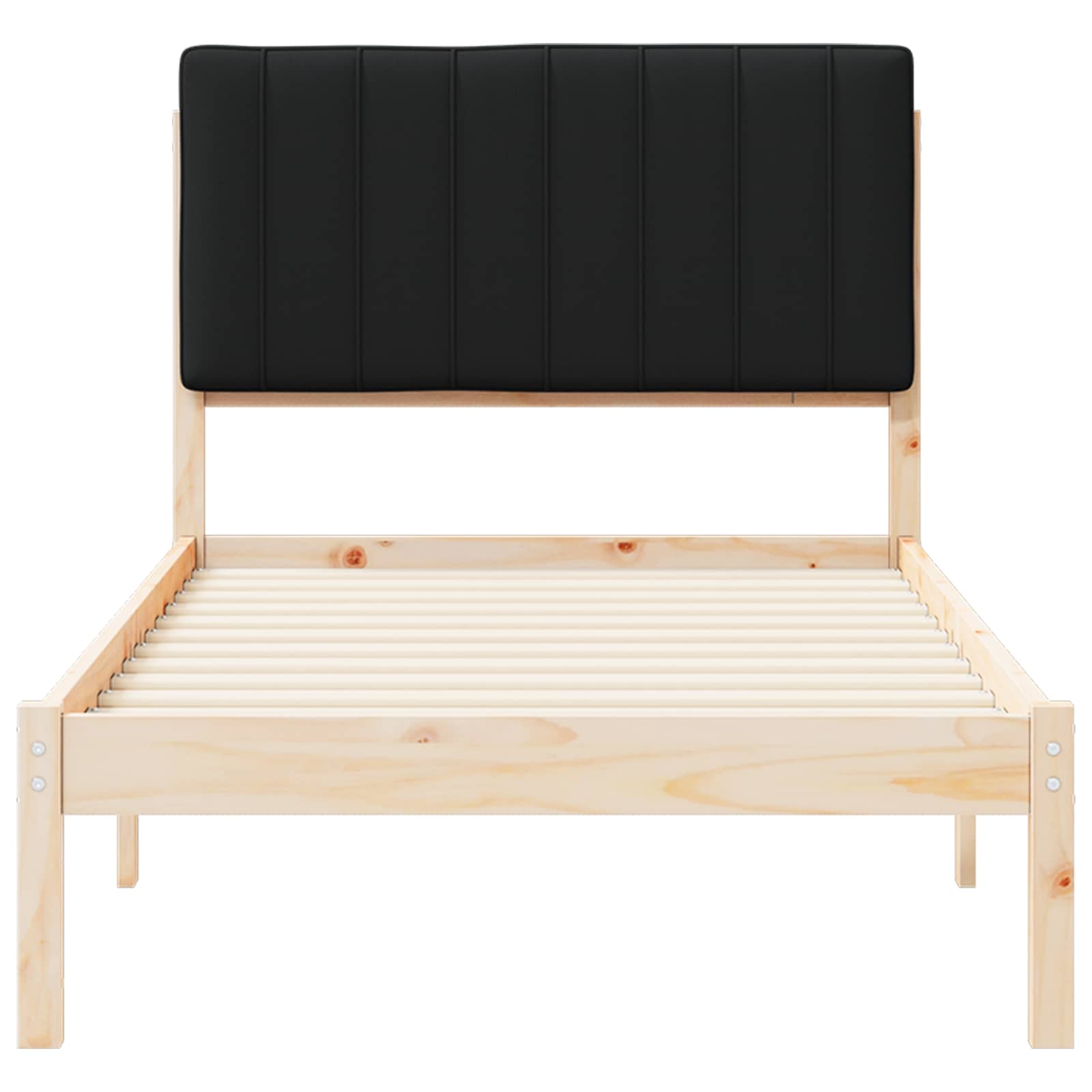 Bettgestell mit gepolstertem Kopfteil Schwarz 90 x 190 cm
