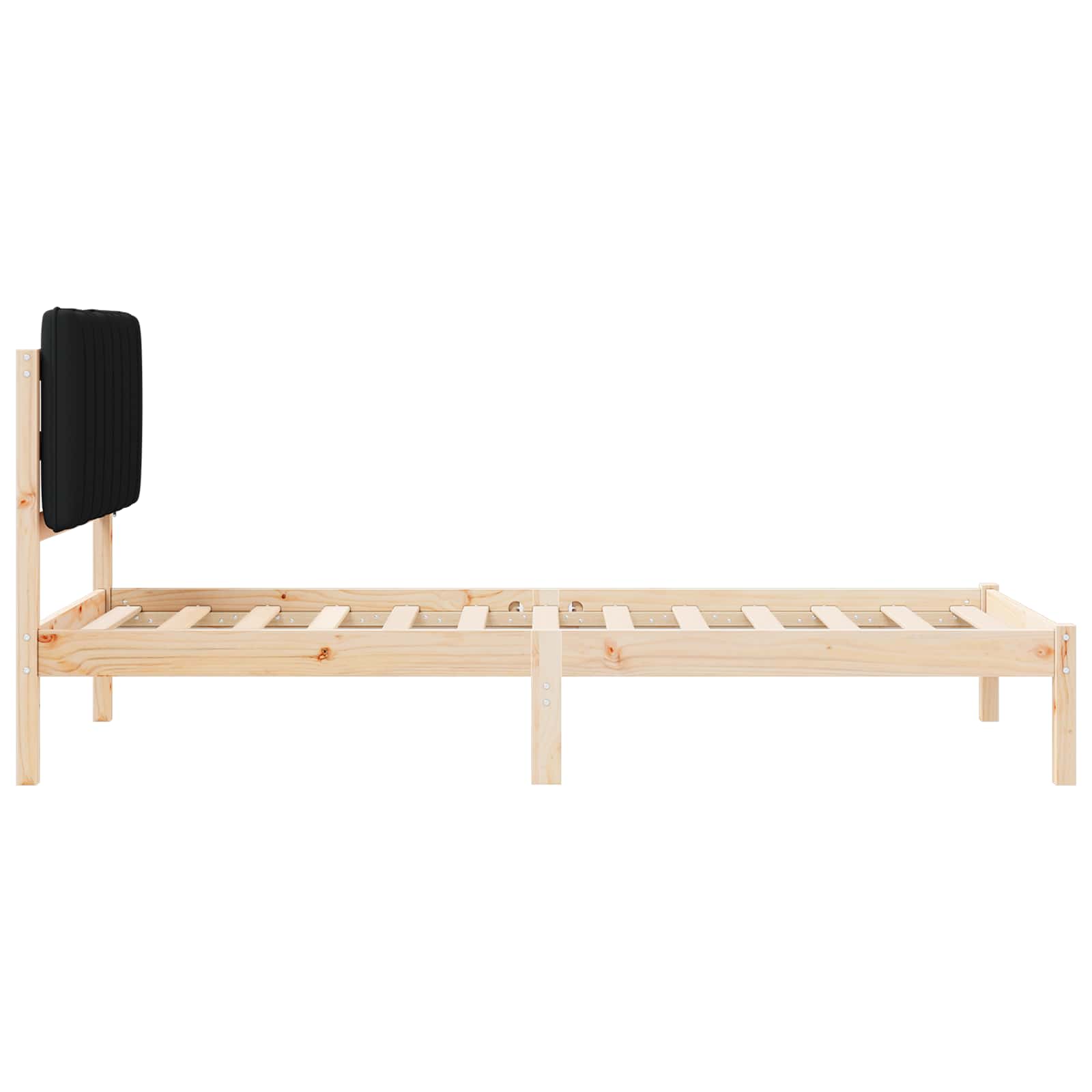 Bettgestell mit gepolstertem Kopfteil Schwarz 90 x 190 cm
