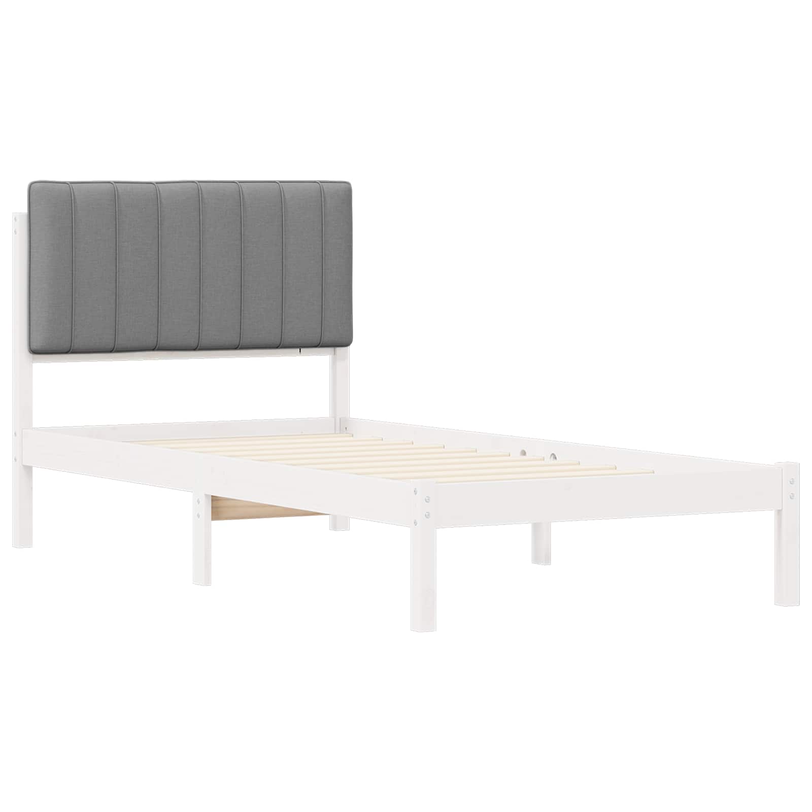 Bettgestell mit gepolstertem Kopfteil Hellgrau 90 x 190 cm