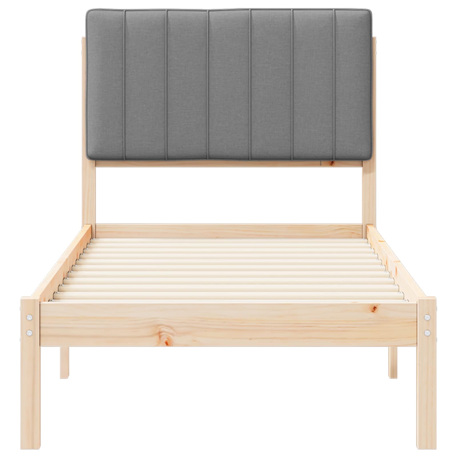 Bettgestell mit gepolstertem Kopfteil Hellgrau 75 x 190 cm