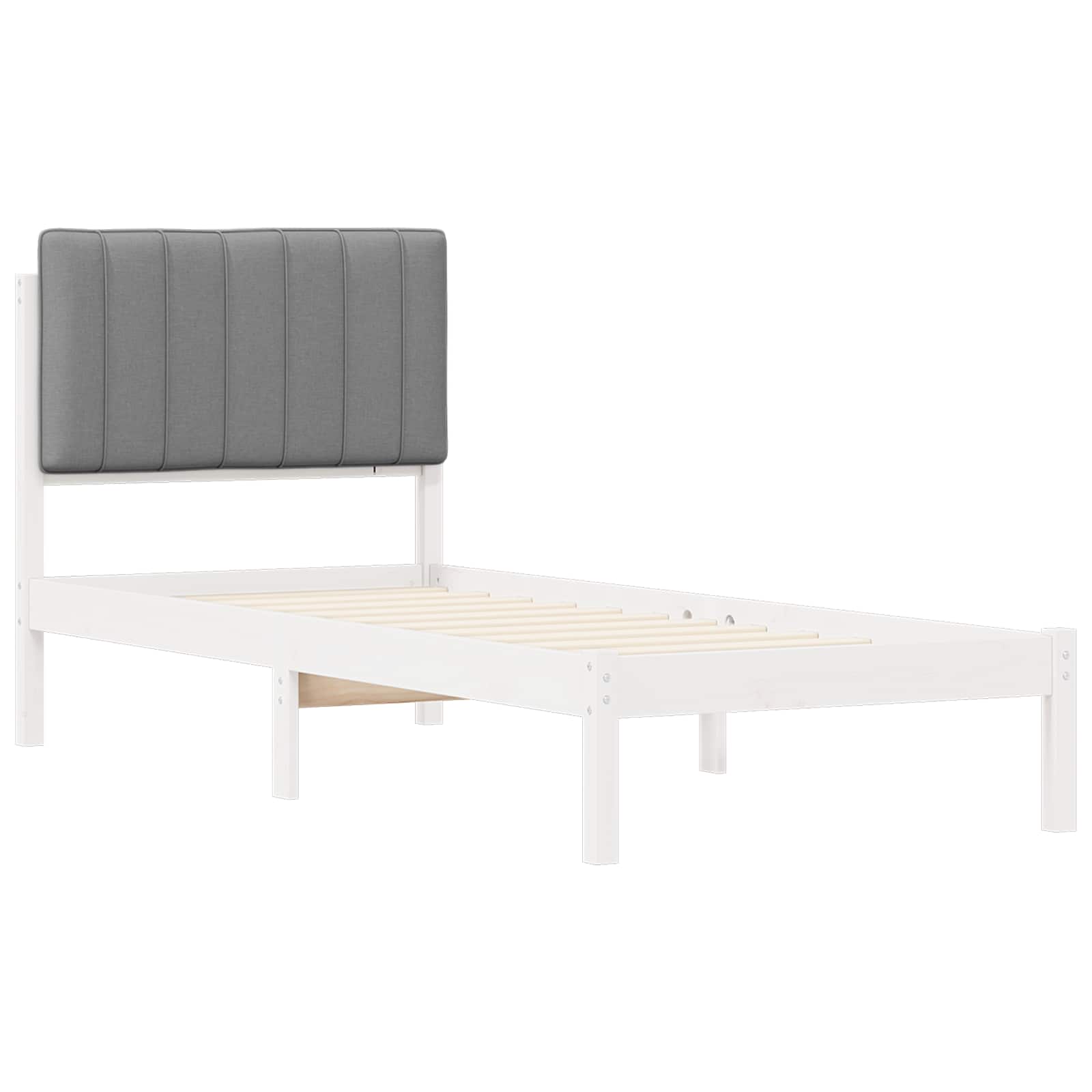 Bettgestell mit gepolstertem Kopfteil Hellgrau 75 x 190 cm
