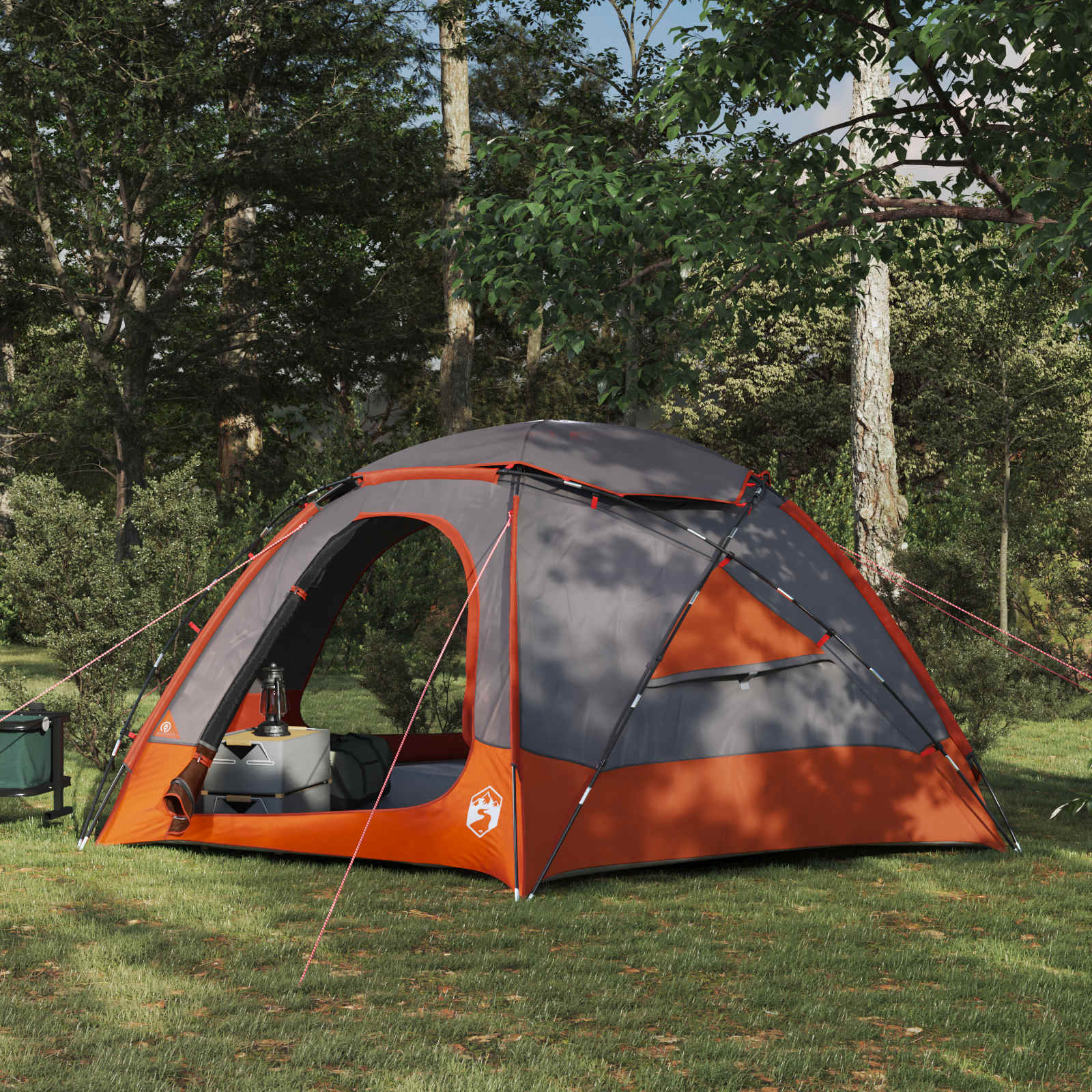 Kuppelzelt mit abnehmbarem Regenfly Grau und Orange 4-Personen