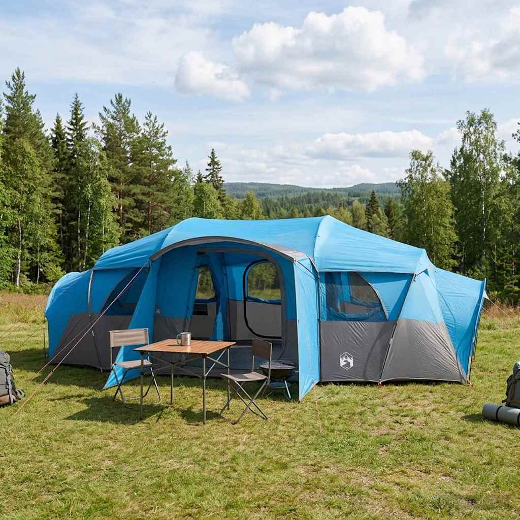Familienzelt mit Regenschutz wasserdicht Blau 10 Personen