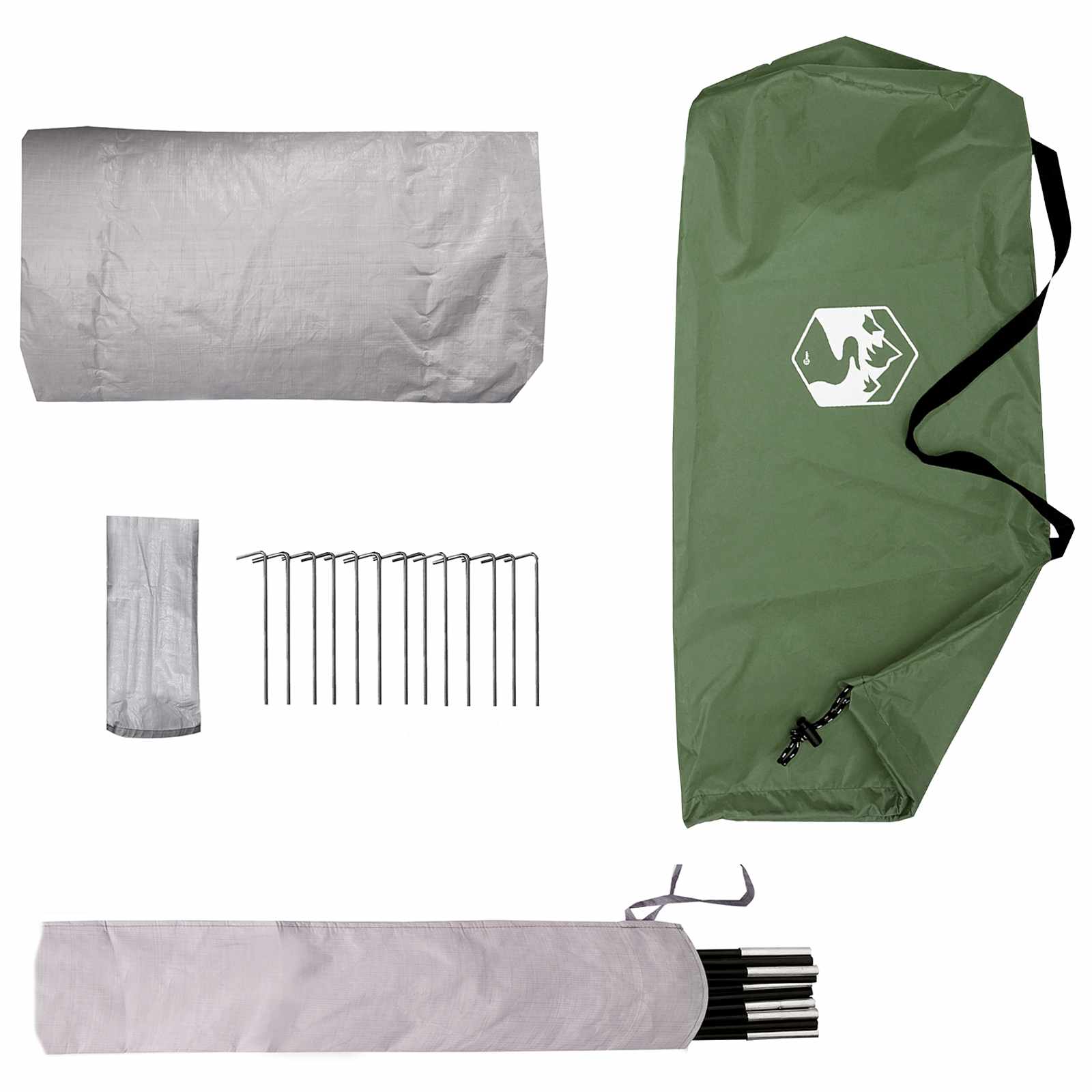 Trekkingzelt Grün 4-Personen 185T Polyester mit PU-Beschichtung