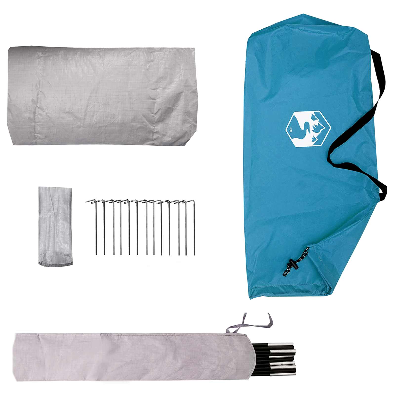 Trekkingzelt Blau 2-Personen 185T Polyester mit PU-Beschichtung