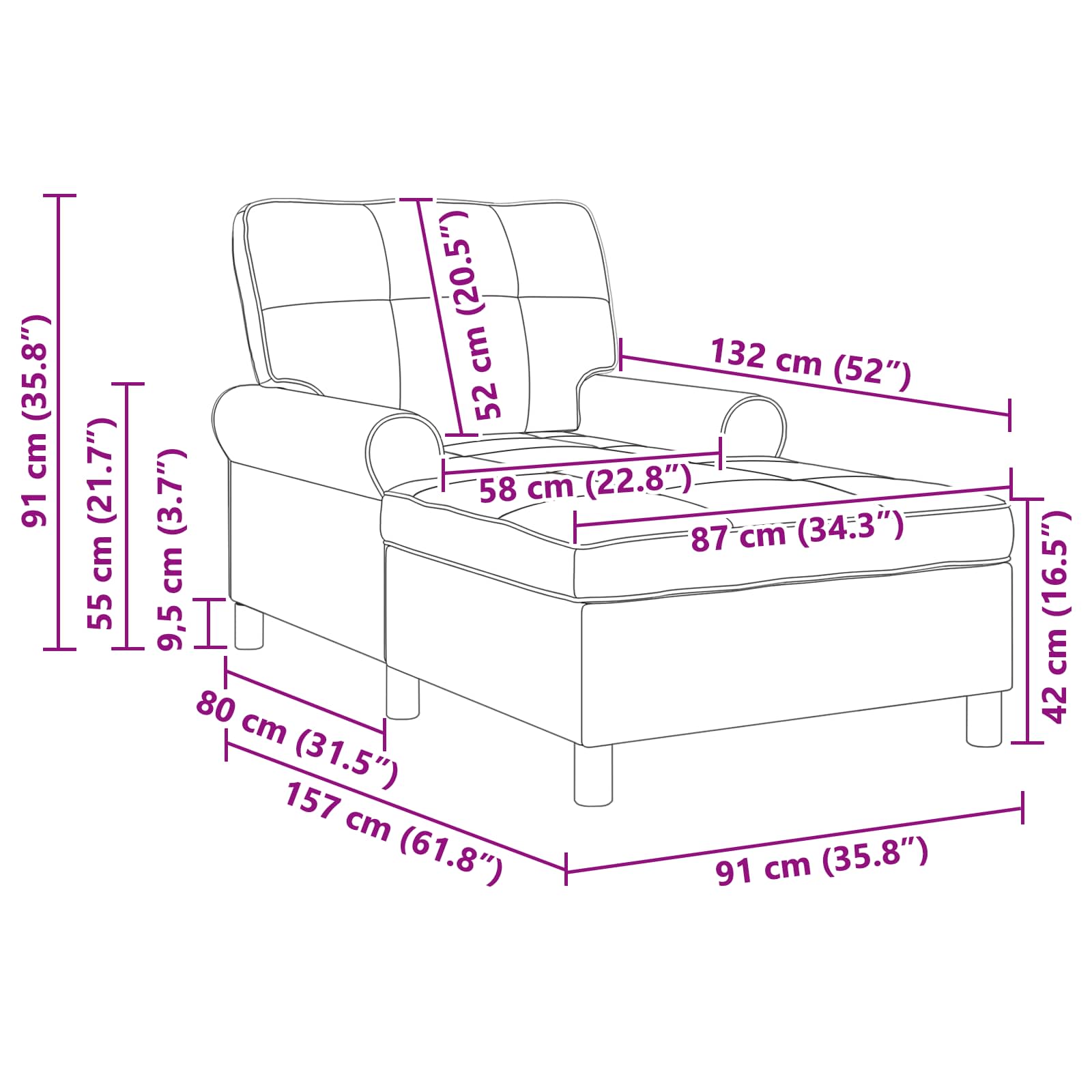 Lounge-Liege mit Kissen Schwarz 91 x 157 x 91 cm Samt