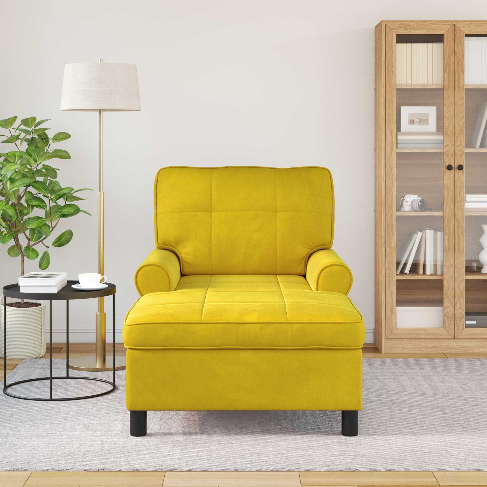 Lounge-Liege mit Kissen Gelb 91 x 157 x 91 cm Samt