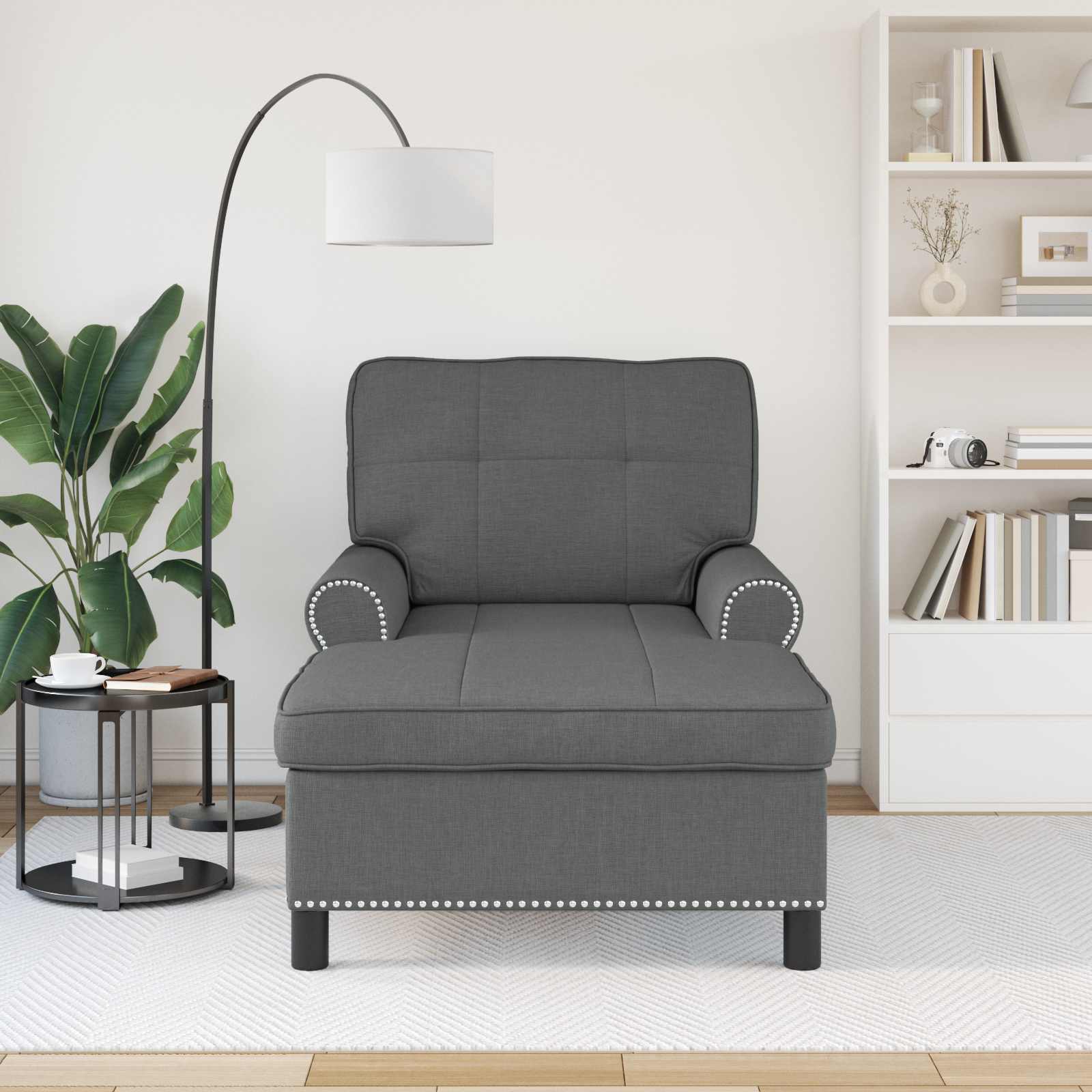 Lounge-Liege mit Kissen Dunkelgrau 91 x 157 x 91 cm Stoff