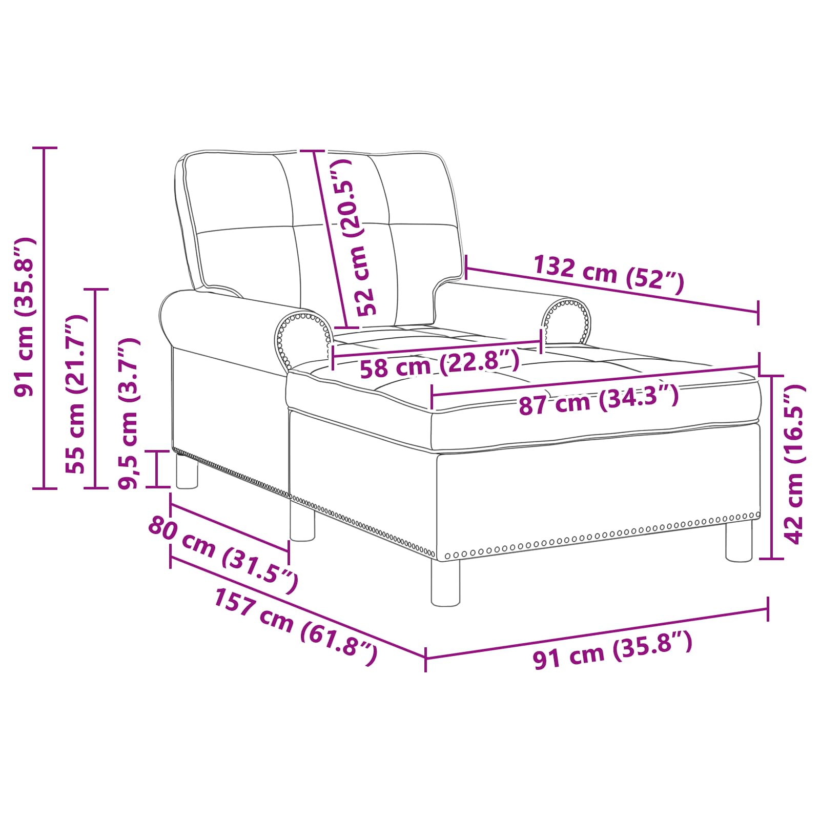 Lounge-Liege mit Kissen Dunkelgrau 91 x 157 x 91 cm Stoff