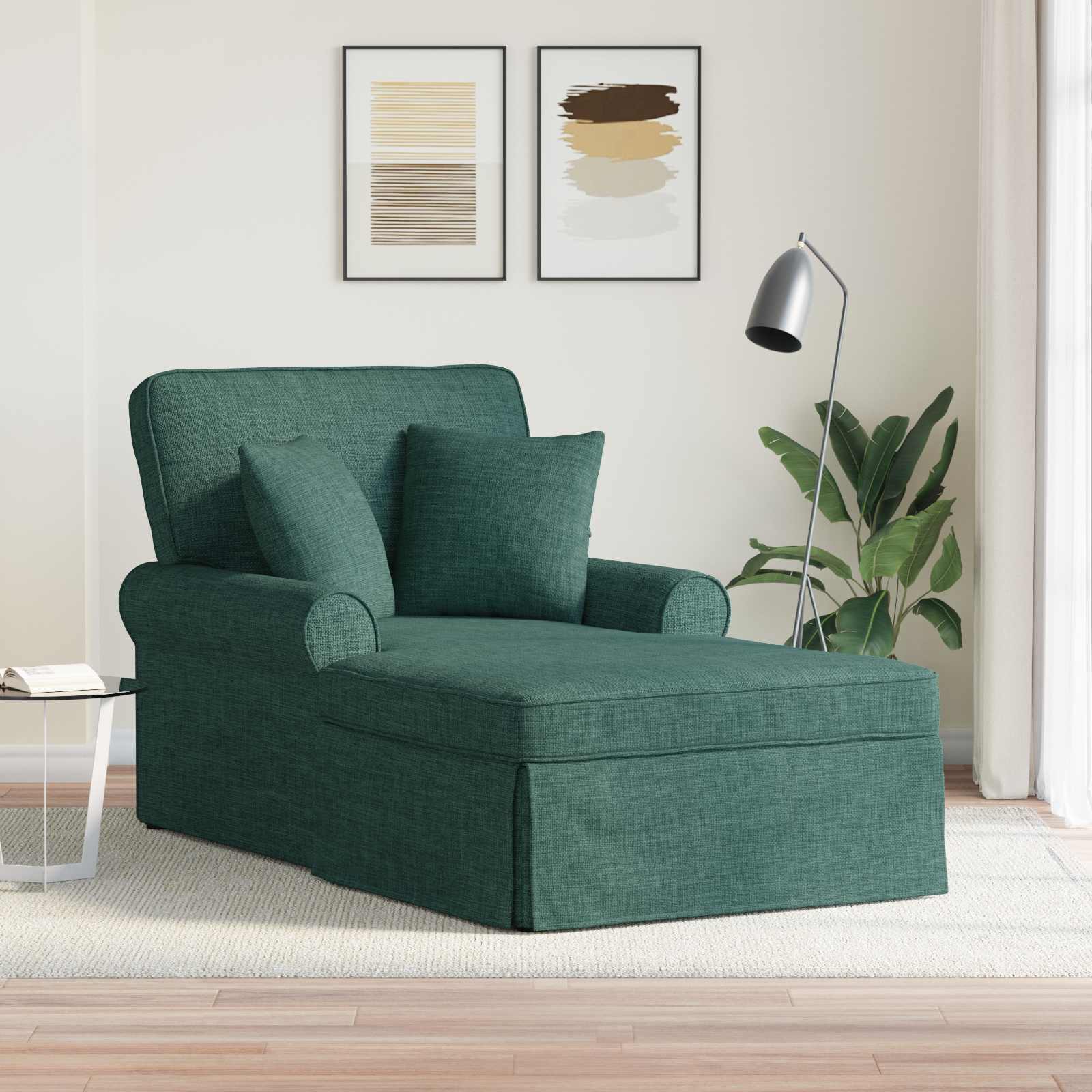 Chaise Lounge mit Rock mit Kissen 3 pcs Dunkelgrün Stoff