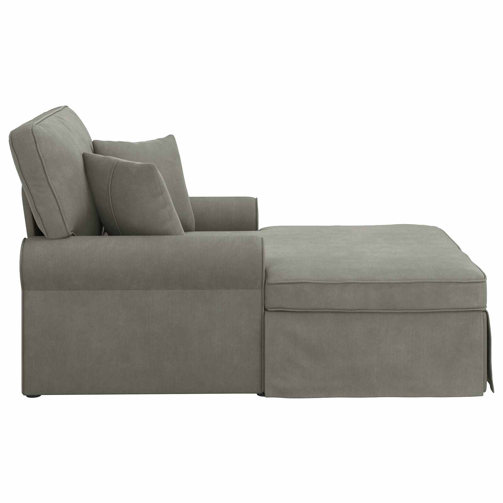 Chaise Lounge mit Rock mit Kissen 3 pcs Hellgrau Cordstoff