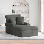 Chaise Lounge mit Rock mit Kissen 3 pcs Dunkelgrau Cordstoff