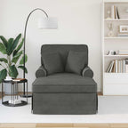 Chaise Lounge mit Rock mit Kissen 3 pcs Dunkelgrau Cordstoff