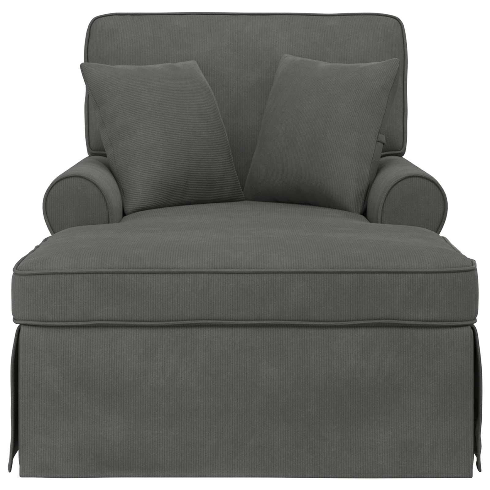 Chaise Lounge mit Rock mit Kissen 3 pcs Dunkelgrau Cordstoff