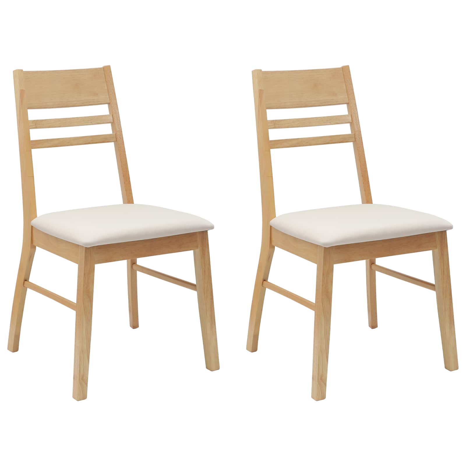 Esszimmerstühle 2 pcs Natur 43 x 54 x 89 cm Massives Gummiholz