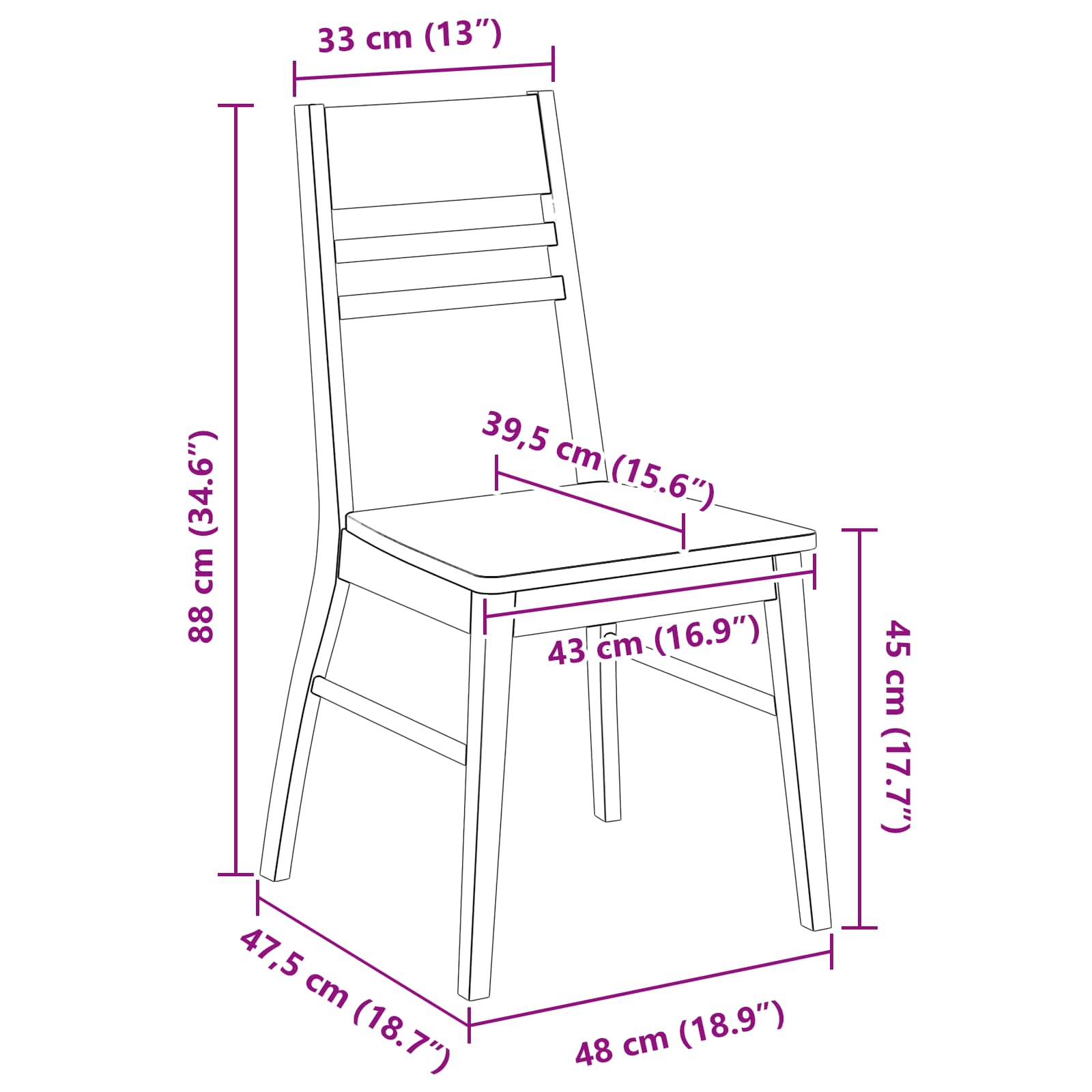 Esszimmerstühle 2 pcs Weiß 43 x 54 x 89 cm Massives Gummiholz