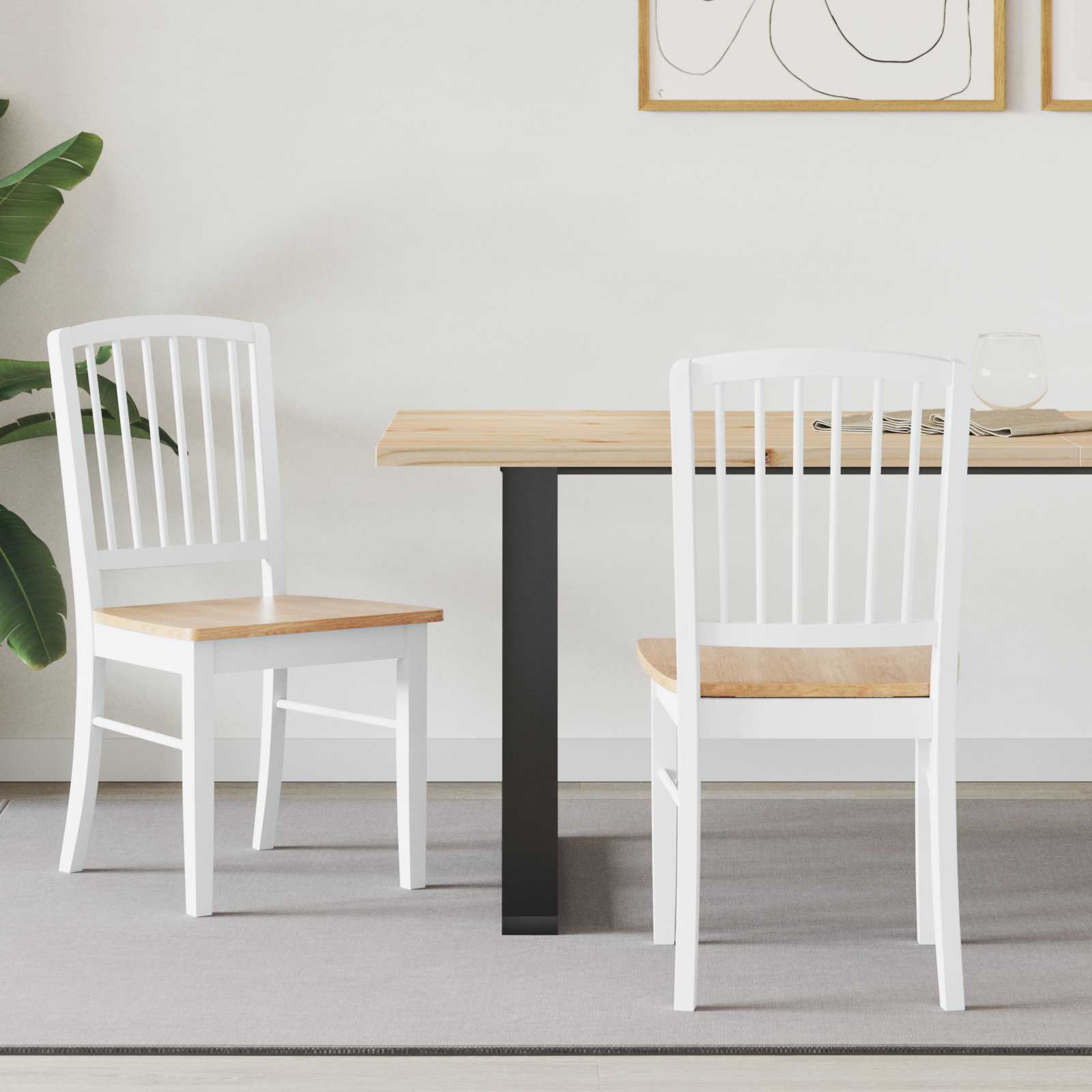 Esszimmerstühle 2 pcs Weiß 50 x 52,5 x 91 cm Massives Gummiholz