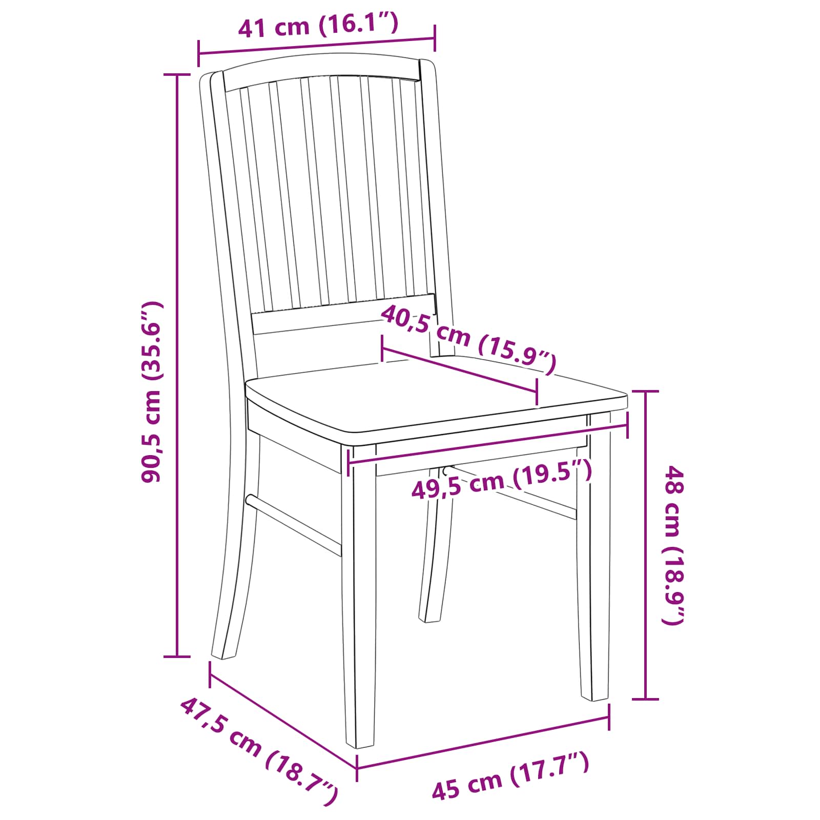 Esszimmerstühle 2 pcs Weiß 50 x 52,5 x 91 cm Massives Gummiholz