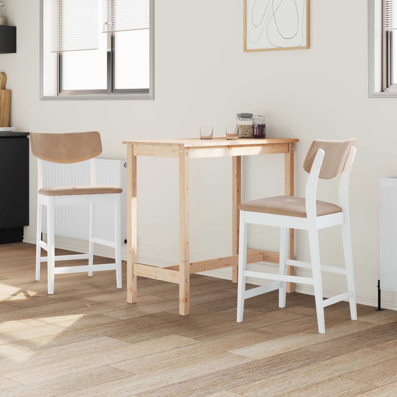 Esszimmerstühle 2 pcs Weiß 48 x 49 x 95 cm Massives Gummiholz