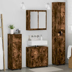Badezimmermöbel-Set 4 pcs Geräucherte Eiche Holzwerkstoff