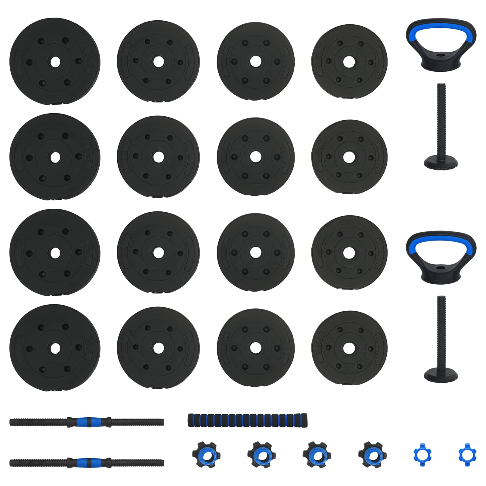 4-in-1 Hantelset 30kg Schwarz und Blau Zement und Eisensand