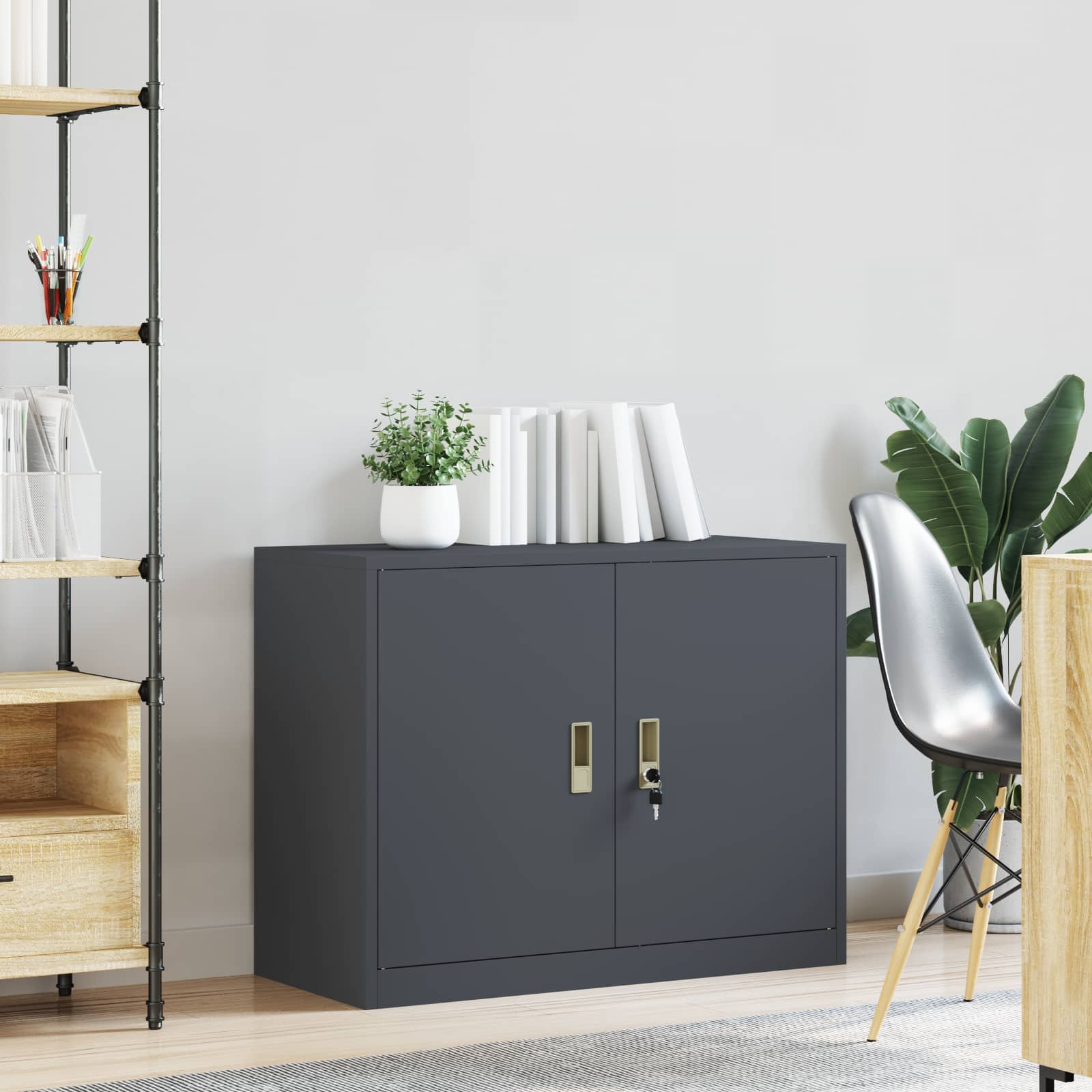 Aufbewahrungsschrank Anthrazit 90 x 40 x 70 cm Stahl