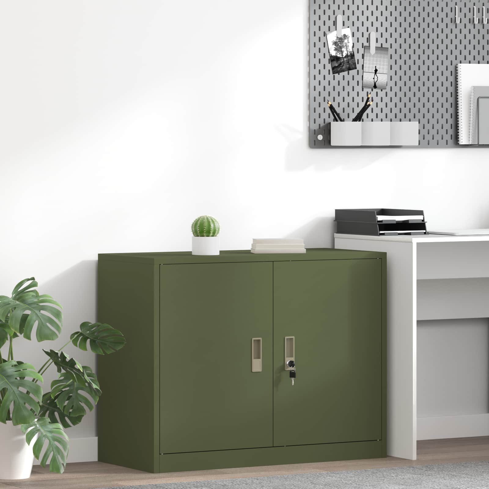 Aufbewahrungsschrank Olive Grün 90 x 40 x 70 cm Stahl
