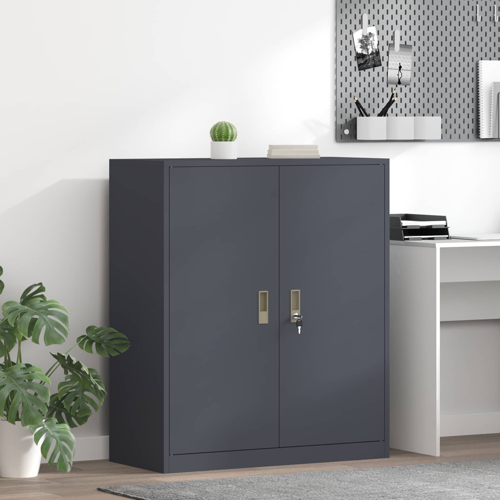 Aufbewahrungsschrank Anthrazit 90 x 40 x 105 cm Stahl