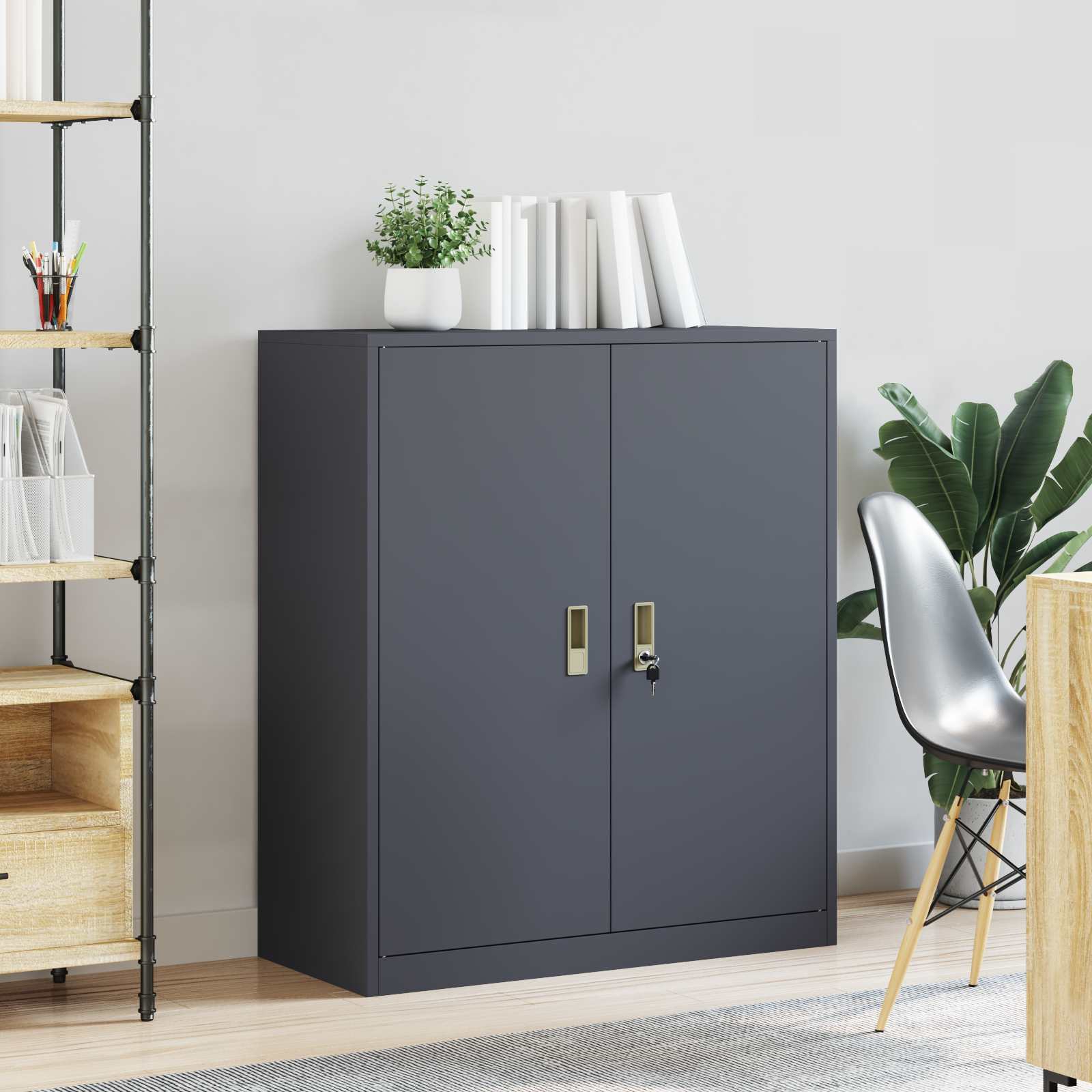 Aufbewahrungsschrank Anthrazit 90 x 40 x 105 cm Stahl