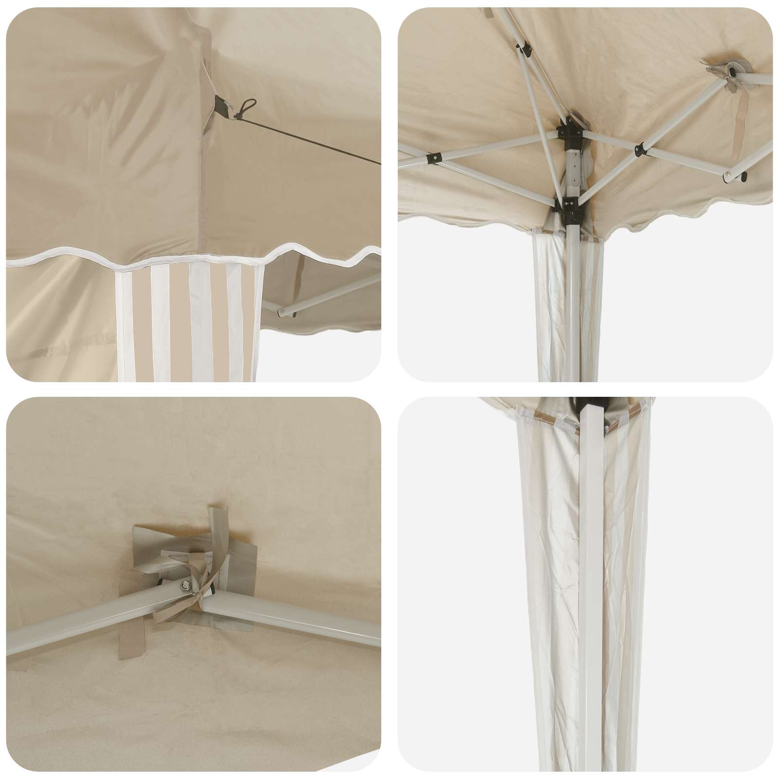 Pop-up Partyzelt 288 x 288 x 245 cm Creme Oxford-Stoff