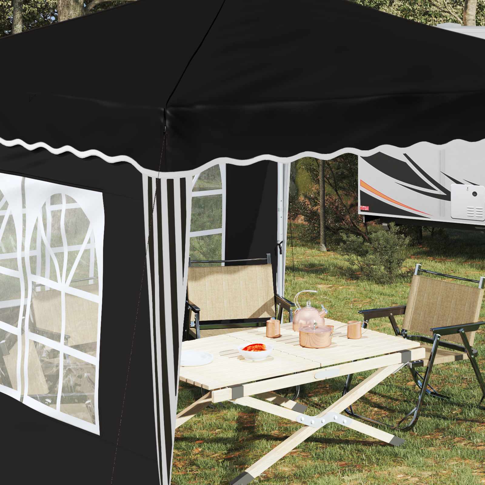 Pop-up Partyzelt 288 x 288 x 245 cm Schwarz Oxford-Stoff