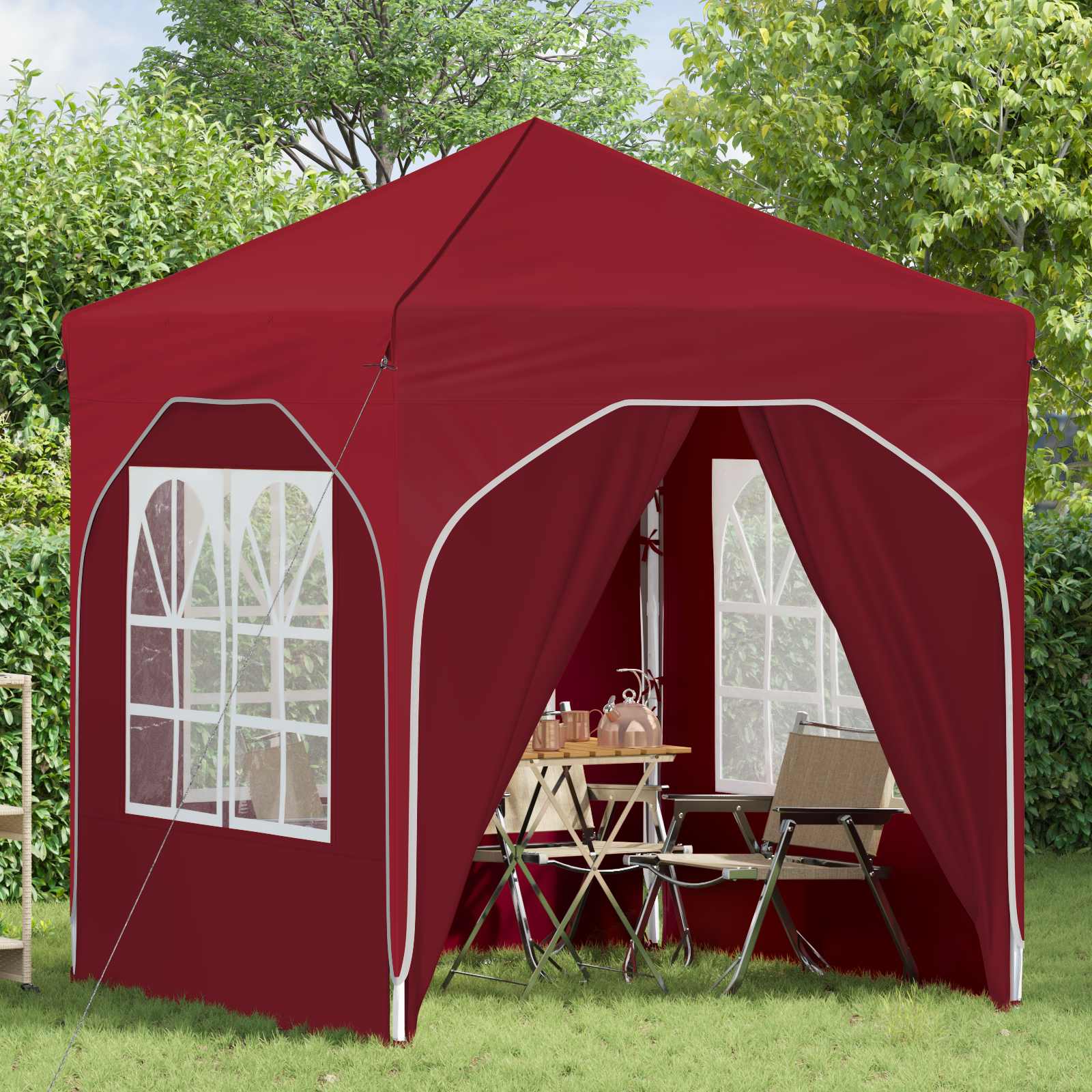 Pop-up Partyzelt 192 x 192 x 245 cm Bordeauxrot