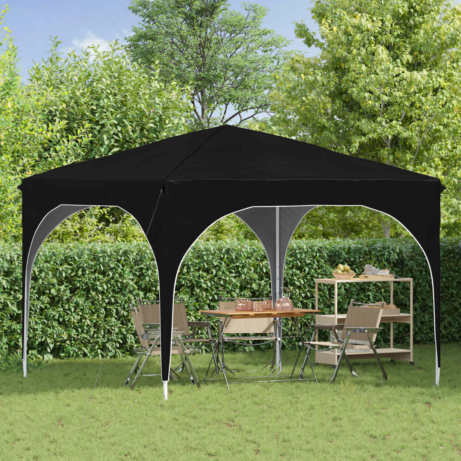 Pop-up Partyzelt 290 x 290 x 245 cm Schwarz