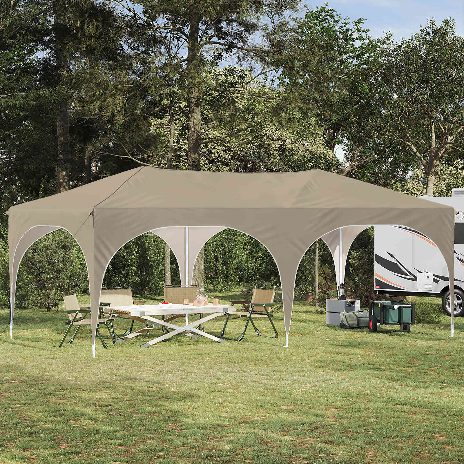 Pop-up Partyzelt 575 x 288 x 245 cm Creme Oxford-Stoff
