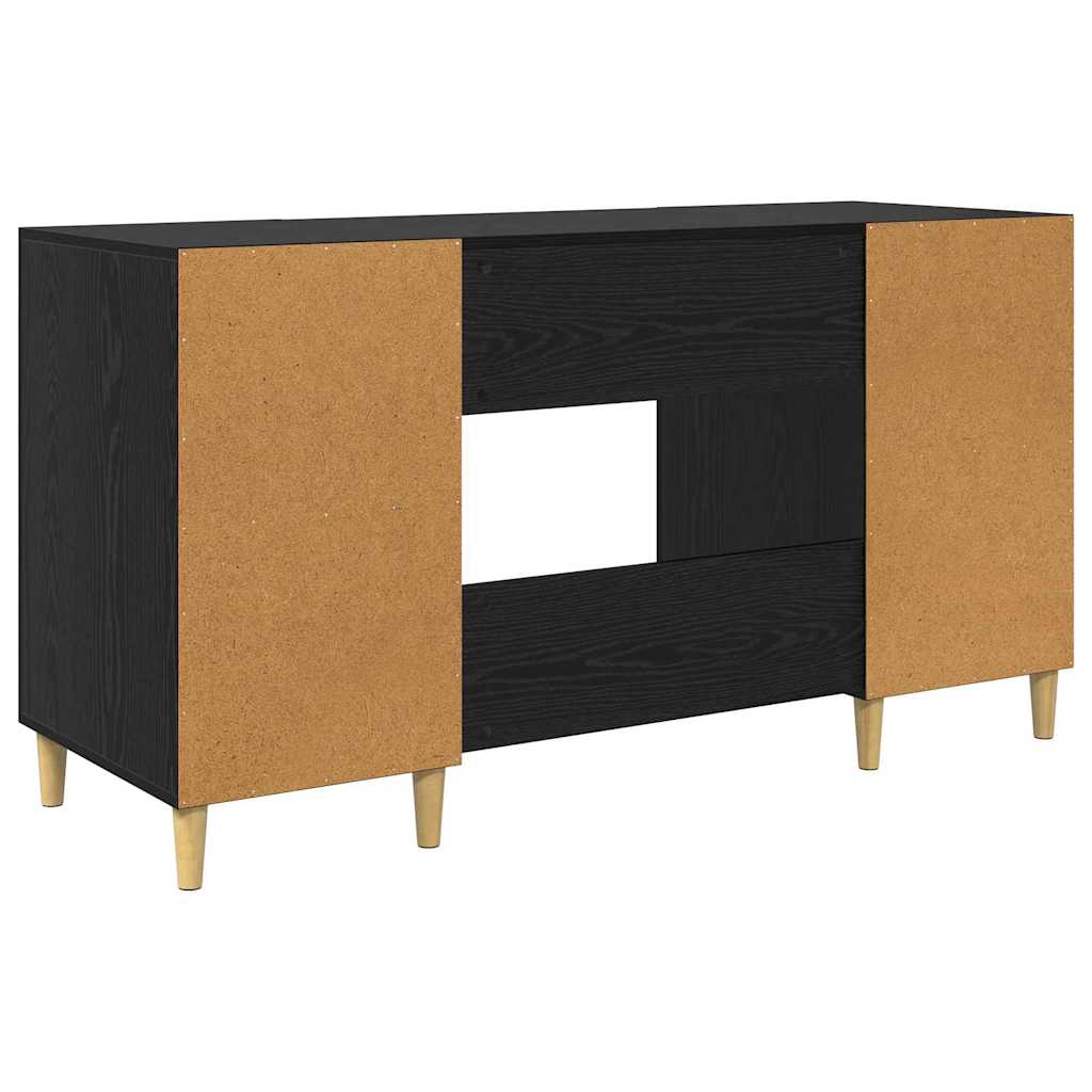 Schreibtisch mit Regal Schwarz Eichen-Optik 140 x 50 x 75 cm