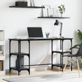 Schreibtisch mit Regal Schwarz Eichen-Optik 140 x 50 x 75 cm