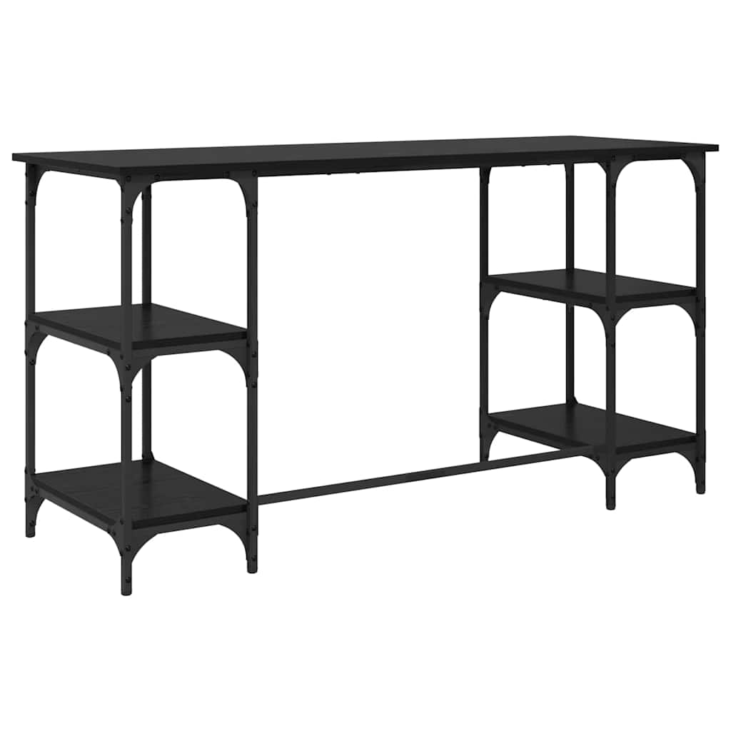 Schreibtisch mit Regal Schwarz Eichen-Optik 140 x 50 x 75 cm