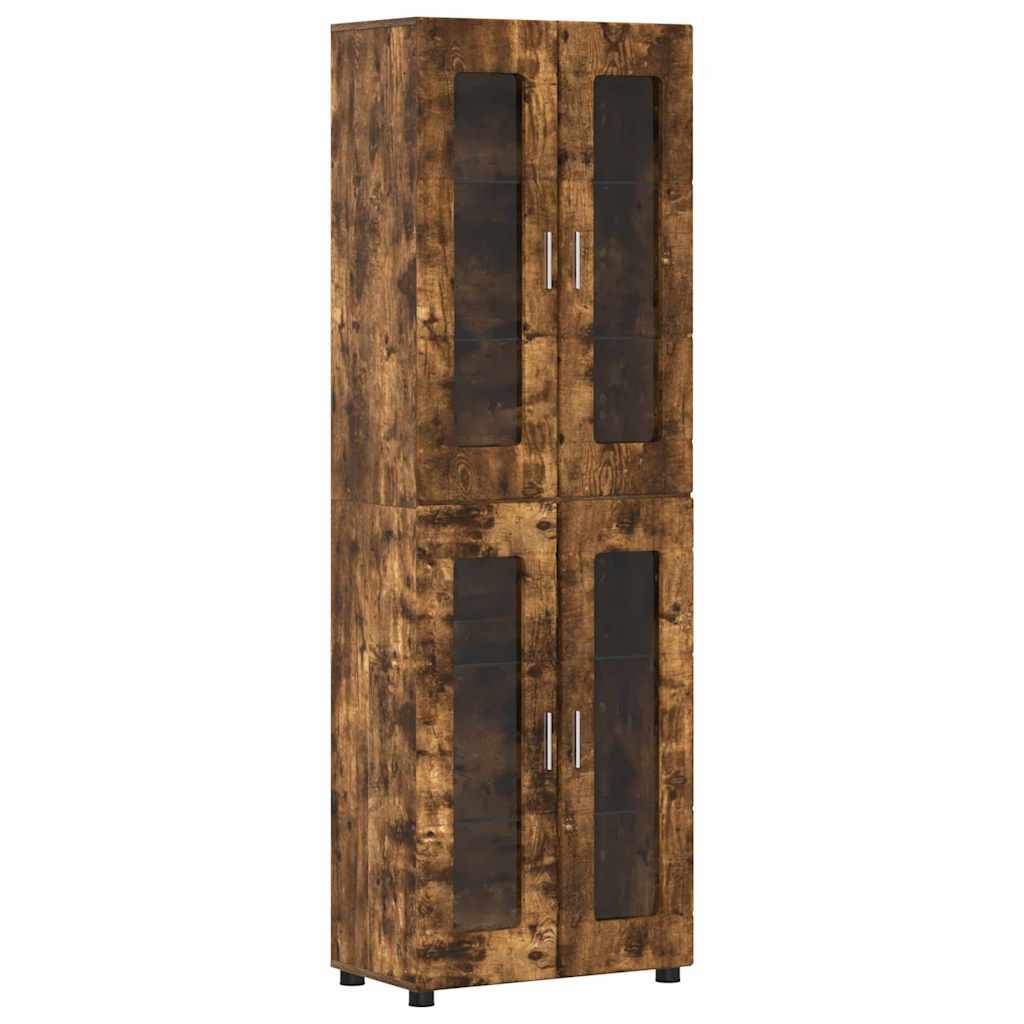 Highboard mit Regal FLORIN Geräucherte Eiche 60 x 35 x 182 cm