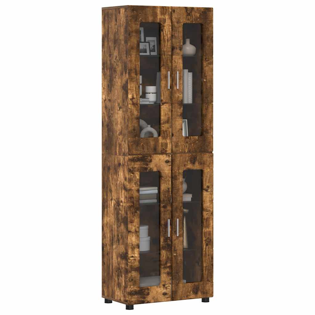 Highboard mit Regal FLORIN Geräucherte Eiche 60 x 35 x 182 cm