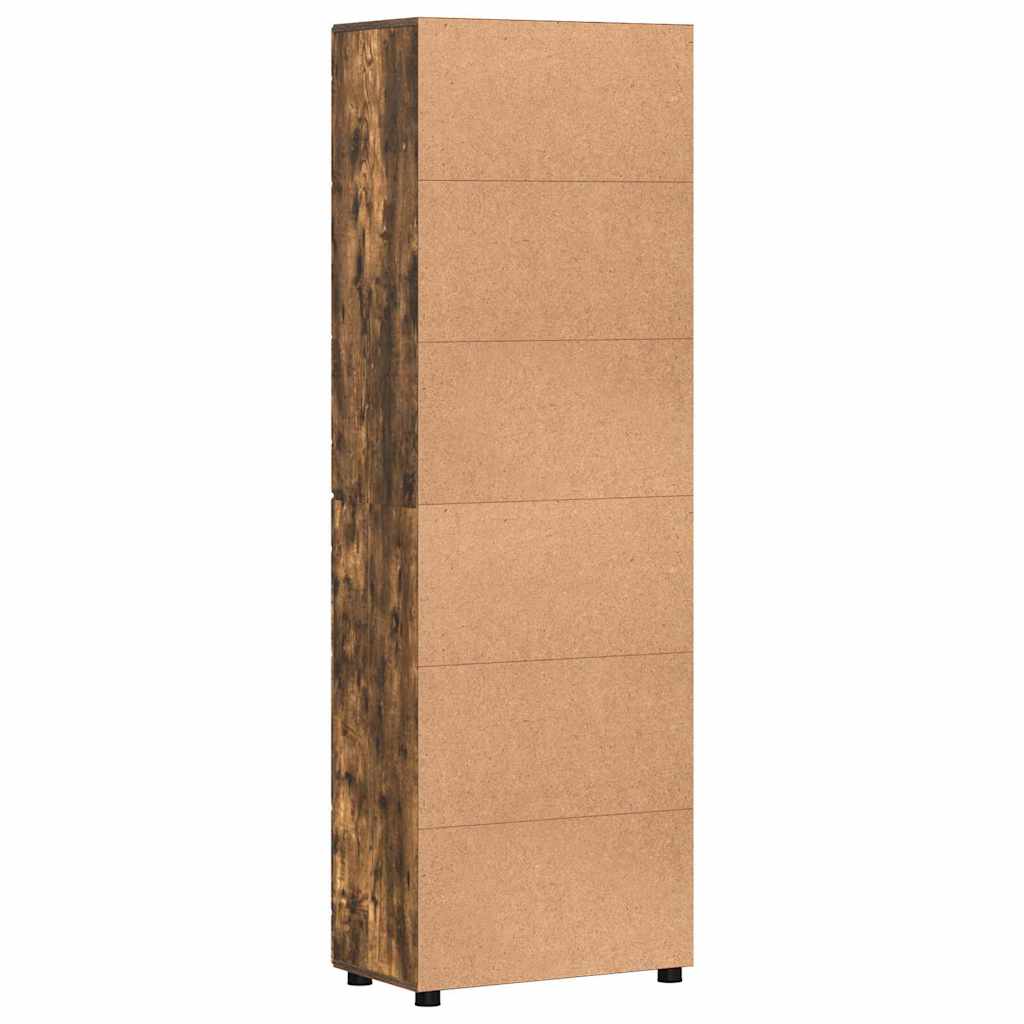 Highboard mit Regal FLORIN Geräucherte Eiche 60 x 35 x 182 cm