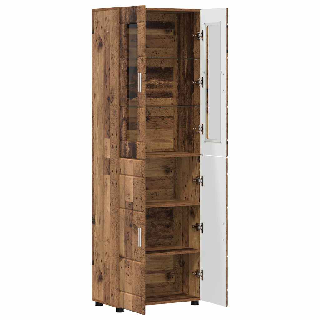 Highboard mit Tür FLORIN Altholz 60 x 35 x 182 cm Holzwerkstoff